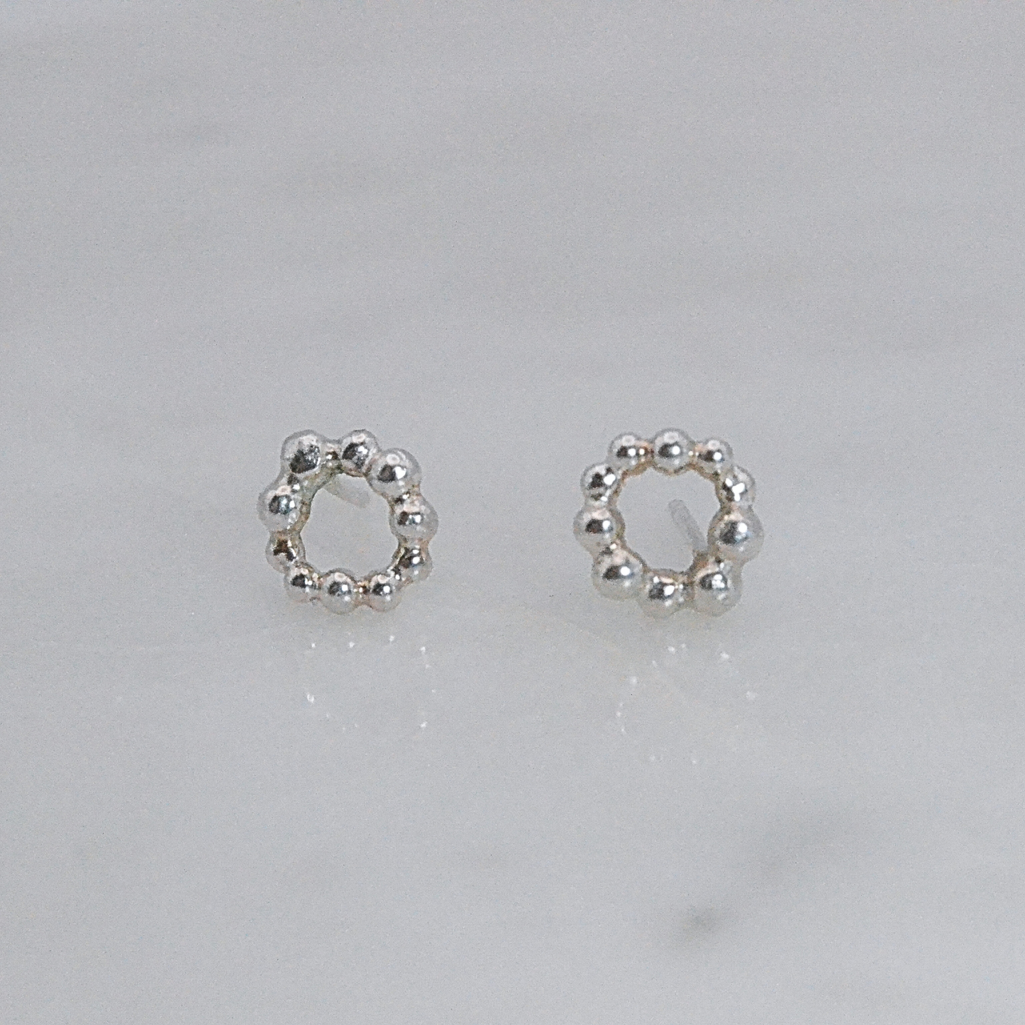 Mini Orbit Circle Silver Stud