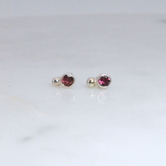 Pink Tourmaline Stud Earrings